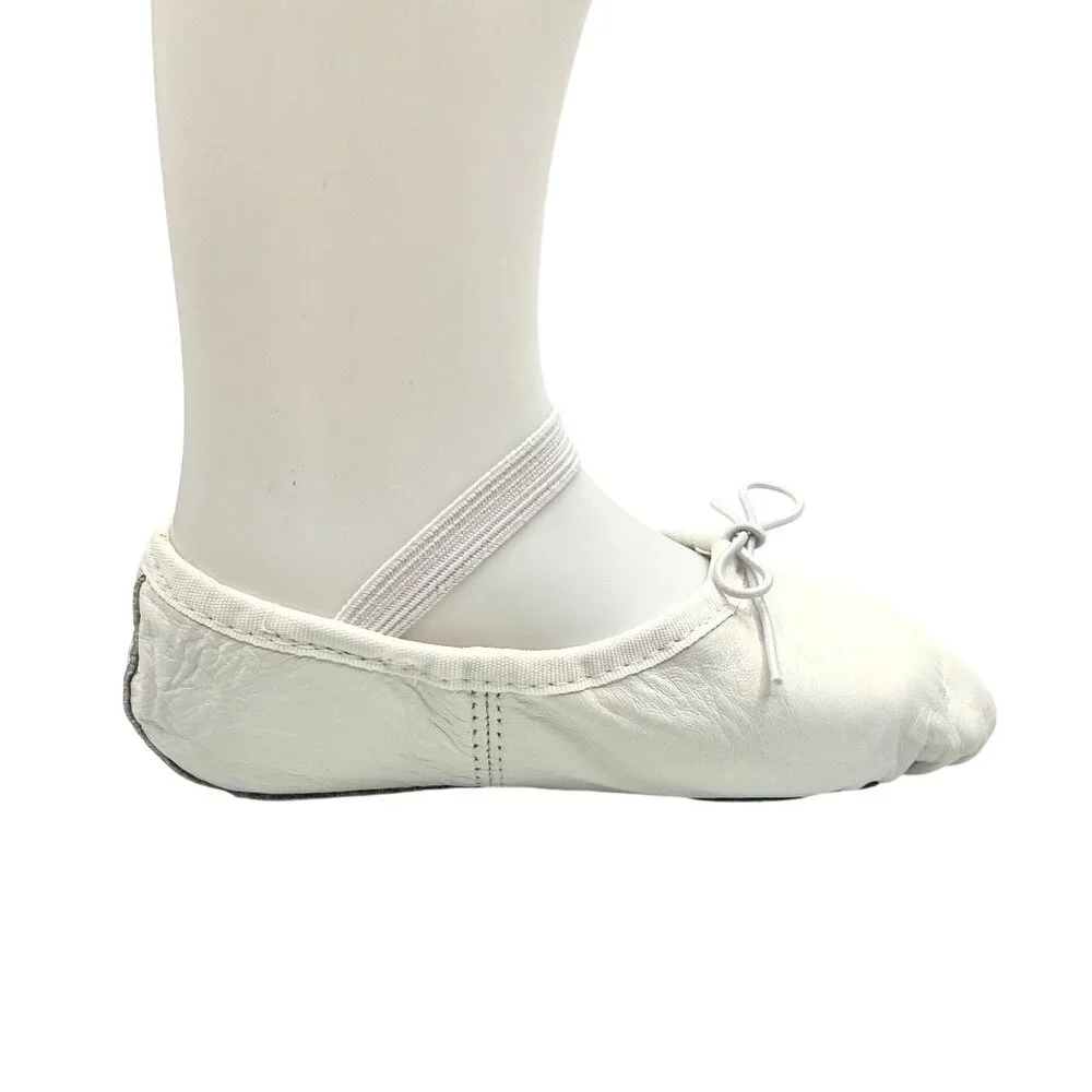 Childrens White Full Leather Ballet Shoes Dance Slippers Nyla Wedding Costume